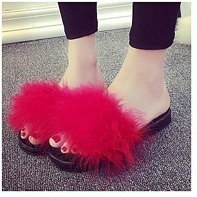 Generic Faux Fur slipper - Red