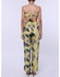 Cutout Spaghetti Strap Floral Print Backless Jumpsuit - Yellow - S