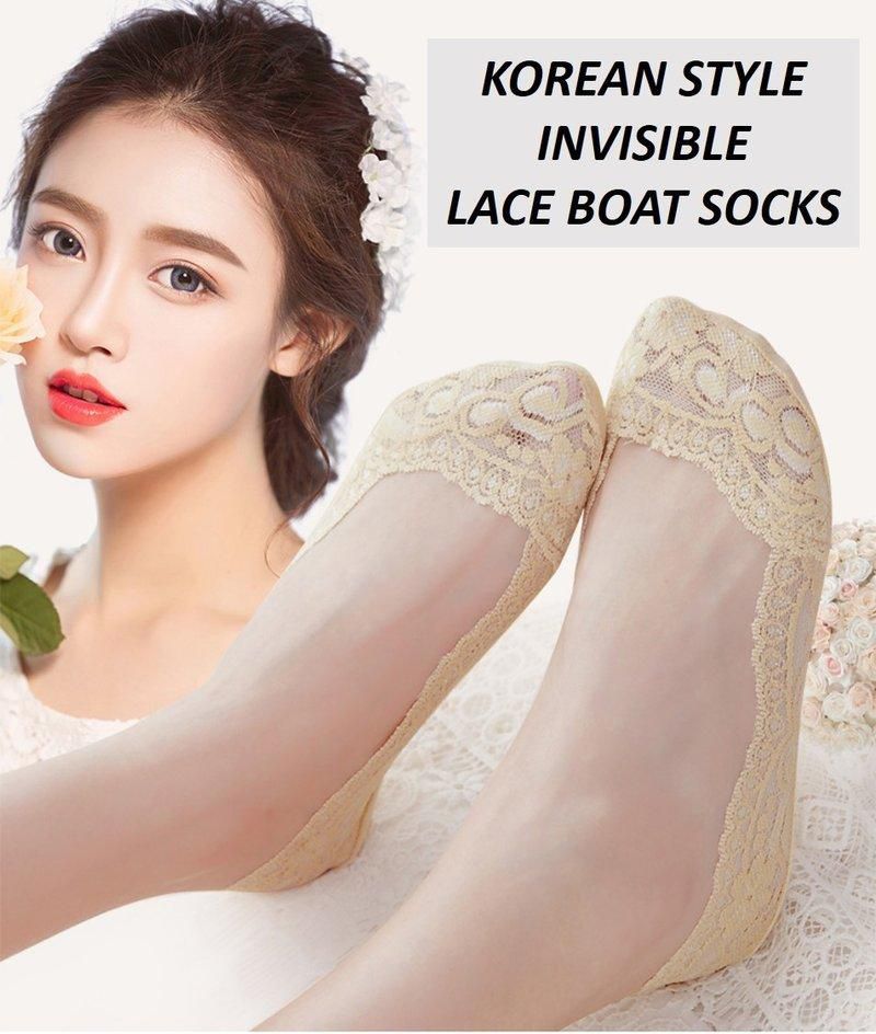JYS Fashion Korean Style Boat Converse Lace Socks (5 Colors)