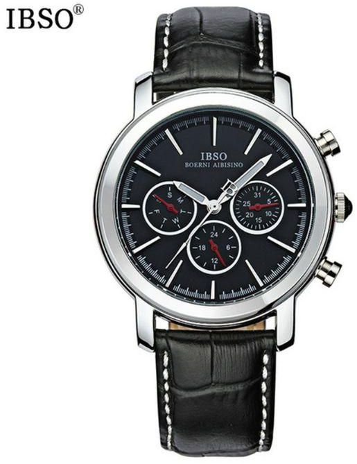 Ibso IBSO-6809L-Black Genuine Leather Men Casual Watch
