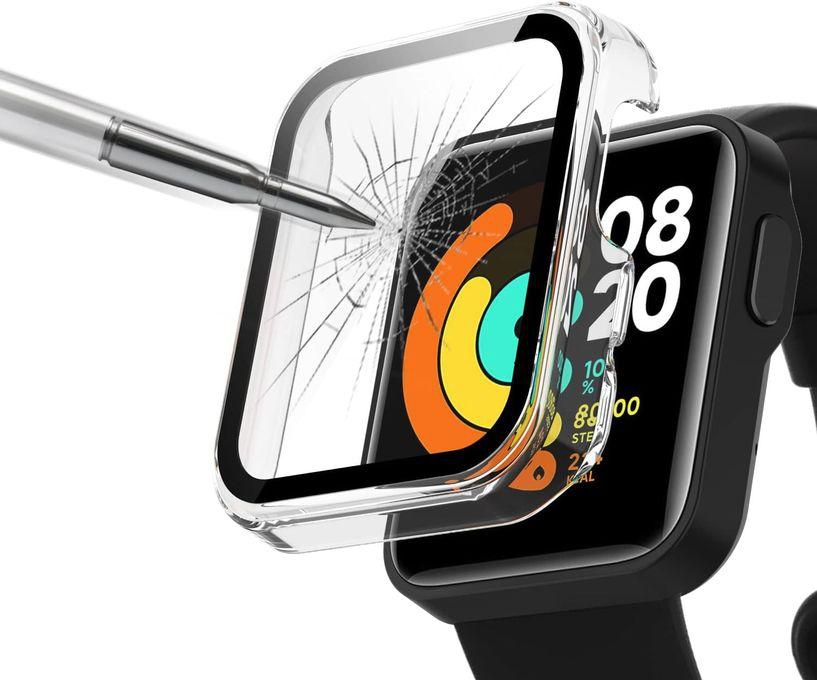 Compatible With Xiaomi Mi Watch Lite Case, Protective Case With Tempered Glass - Transparent