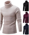 Fashion Men Turtleneck Solid Colour Long Sleeve Knitted Sweater Pullover Top Beige