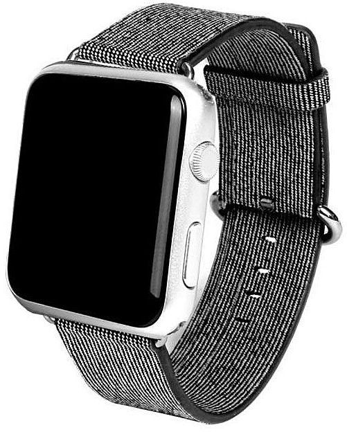 Neworldline Sports Woven Nylon Silicone Bracelet Strap Band For Apple Watch 42mm -Black