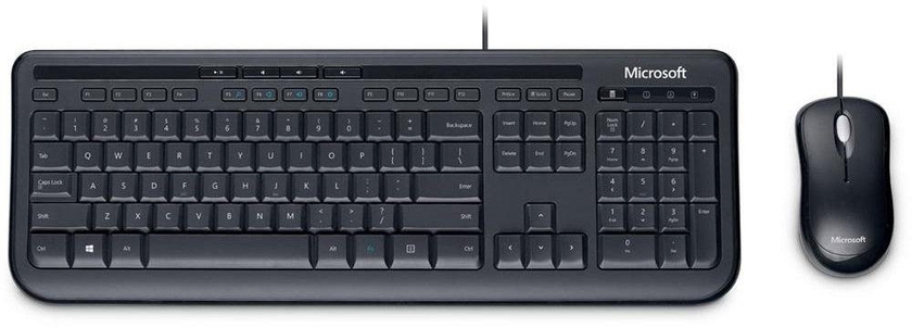 Microsoft Wired Keyboard and Mouse, Black - 600