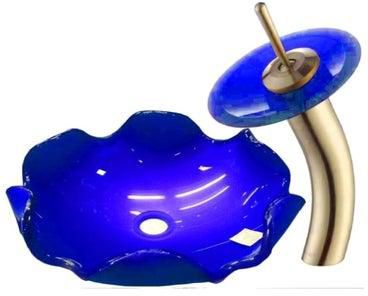 Wash Basin With Mixer Blue/Gold