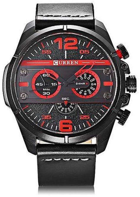 Curren MEN Leather Casual Wristwatch - Black