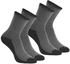 2 Pairs of Arpenaz 50 Adult High-top Hiking Socks - Grey.