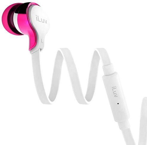 iLuv Tangle Resistant In Ear Stereo Earphone, White/Pink - PARTYONSPK