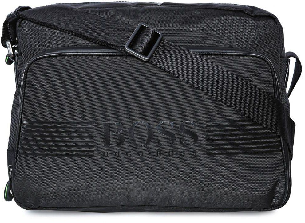 Hugo Boss Pixel Mess Zip Messenger Bag for Men - Leather, Black