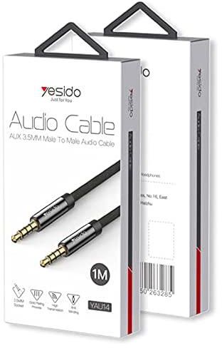 Yesido Premium Quality Audio Cable (AUX 3.5MM Male To Male Audio Cable, Black, 1Meter)