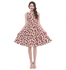 Belle Poque Sleeveless Scoop Strawberry Pattern Print Dress with Belt Multicolor Size M