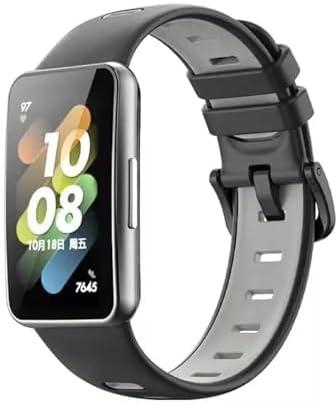 Dado Double Color Silicone Replacement band Compatible with Huawei Band 7 Watch, Breathable watch strap