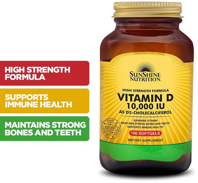 Sunshine Nutrition Vitamin D 10000 Iu Softgels 100's