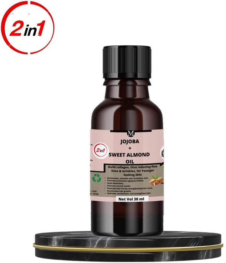 Sweet Almond & Jojoba Oil-30Ml,For Soft ,Glowing Skin & Strong Hair