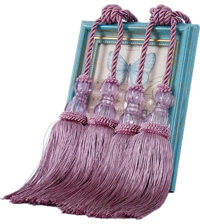 Pair Of Faux Crystal Tassel Curtain Tieback Purple