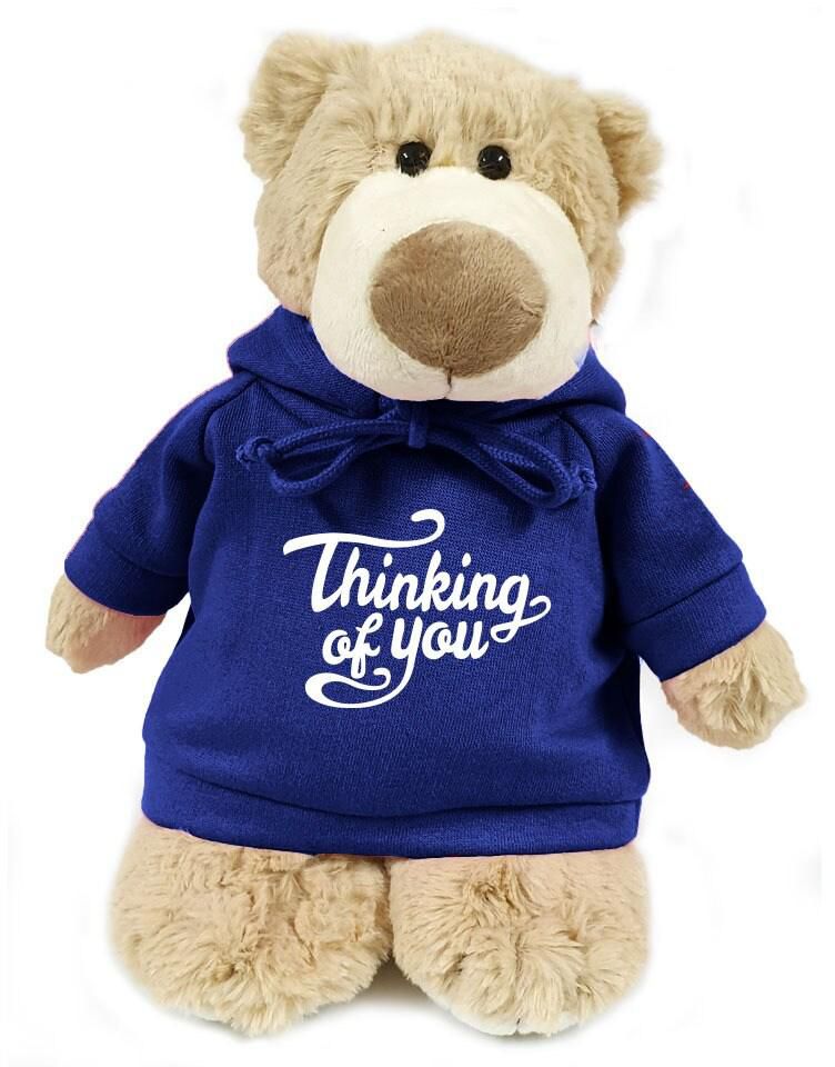 Caravaan - Mascot  Bear w/ Thinking of You Print on Blue Hoodie 28cm