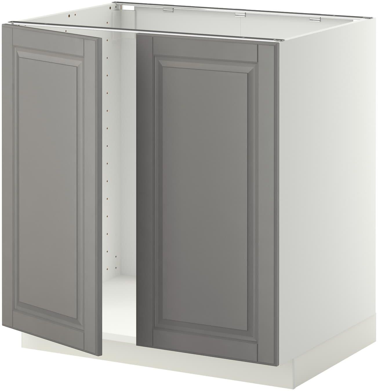 METOD Base cabinet for sink + 2 doors - white/Bodbyn grey 80x60 cm