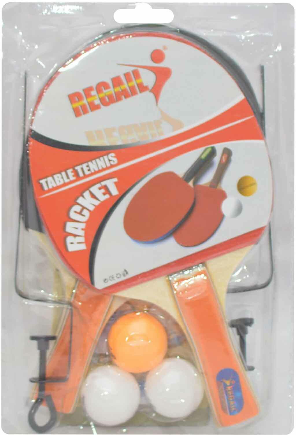 Ping Pong Paddle With 3 Balls And Metal Mesh Holder