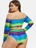 Plus Size Tie Dye Lace-up Off The Shoulder Two Piece Swimsuit - 3x