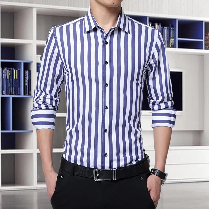 "DUMA" Spring and summer Business Long sleeve Slim fit shirt Men Leisure Free hot Wave point shirt thin