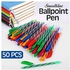 Obama Brand 50 Biros Back To School Smoothline Ballpoint Pen - Blue - 50pcs - Multicolour Design - Blue Ink