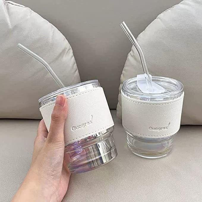 Glass Cup With Anti-slip Protective Cover For Drinks