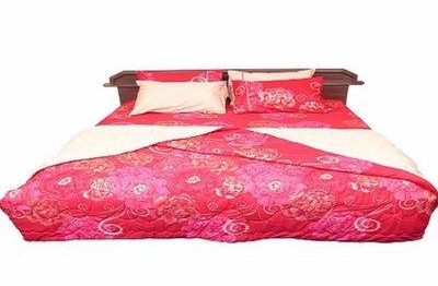 Red Floral Duvet and Flatsheet with 4Pillowcases