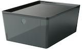 KUGGIS صندوق بغطاء, شفّاف أسود, ‎26x35x15 سم‏ - IKEA