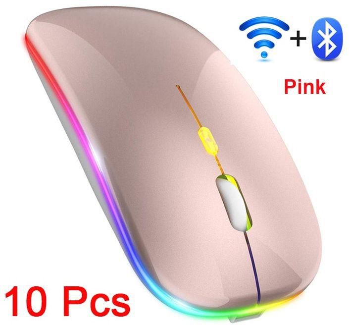 10Pcs Wireless Mouse RGB Rechargeable Bluetooth