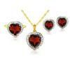 Vera Perla 18k Gold 10mm Genuine Heart Cut Garnet 0.56Ct Genuine Diamonds Jewelry Set