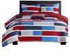 Echo Premium Bed Sheet King Size 6 Pieces Set - Red Blue and Grey