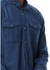 Andora Chest Pocket Band Collar Denim Shirt for Men - Dark Blue