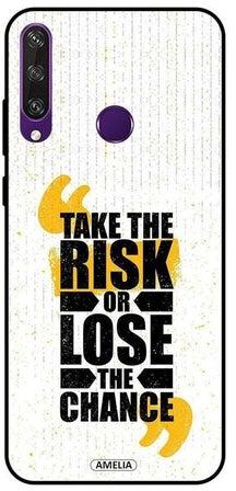 غطاء حماية واق لهاتف هواوي Y6P نمط مطبوع بعبارة "Take The Risk"