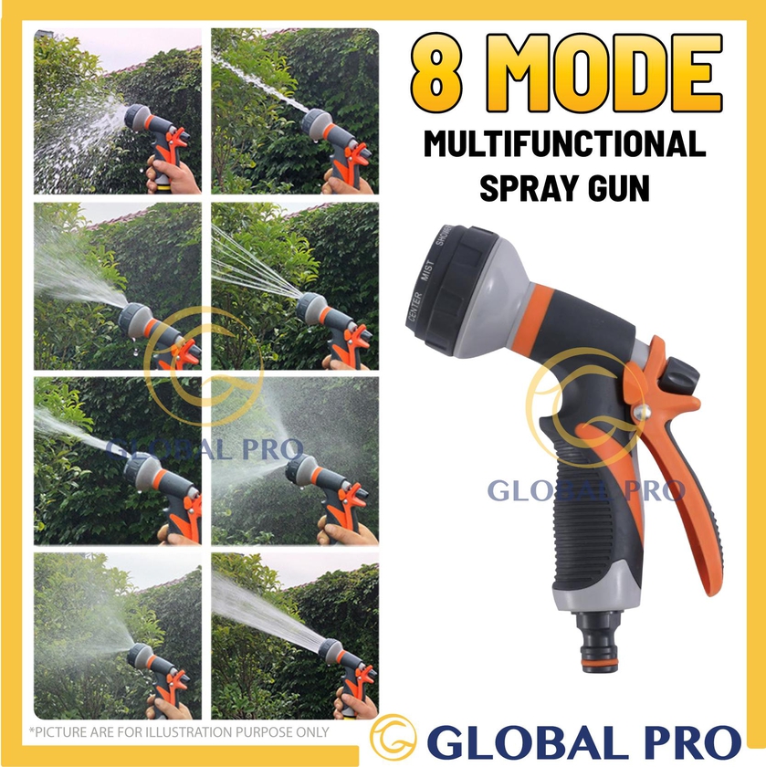 ECT 8Mode 3/4" Multipurpose Garden Hose Nozzle Spray Gun Watering Flowers 31-HN221