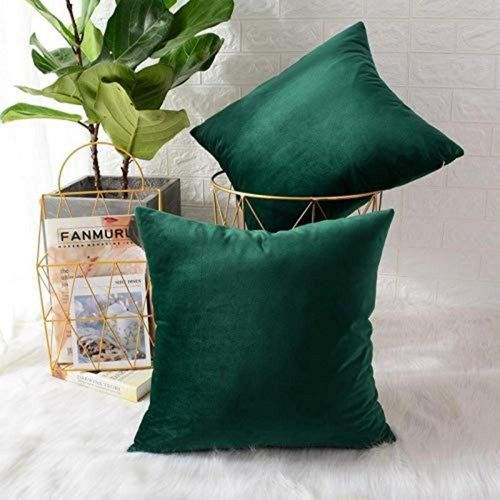 Aqua Green Velvet Decorative Solid Filled Cushion, 65*65 centimeter