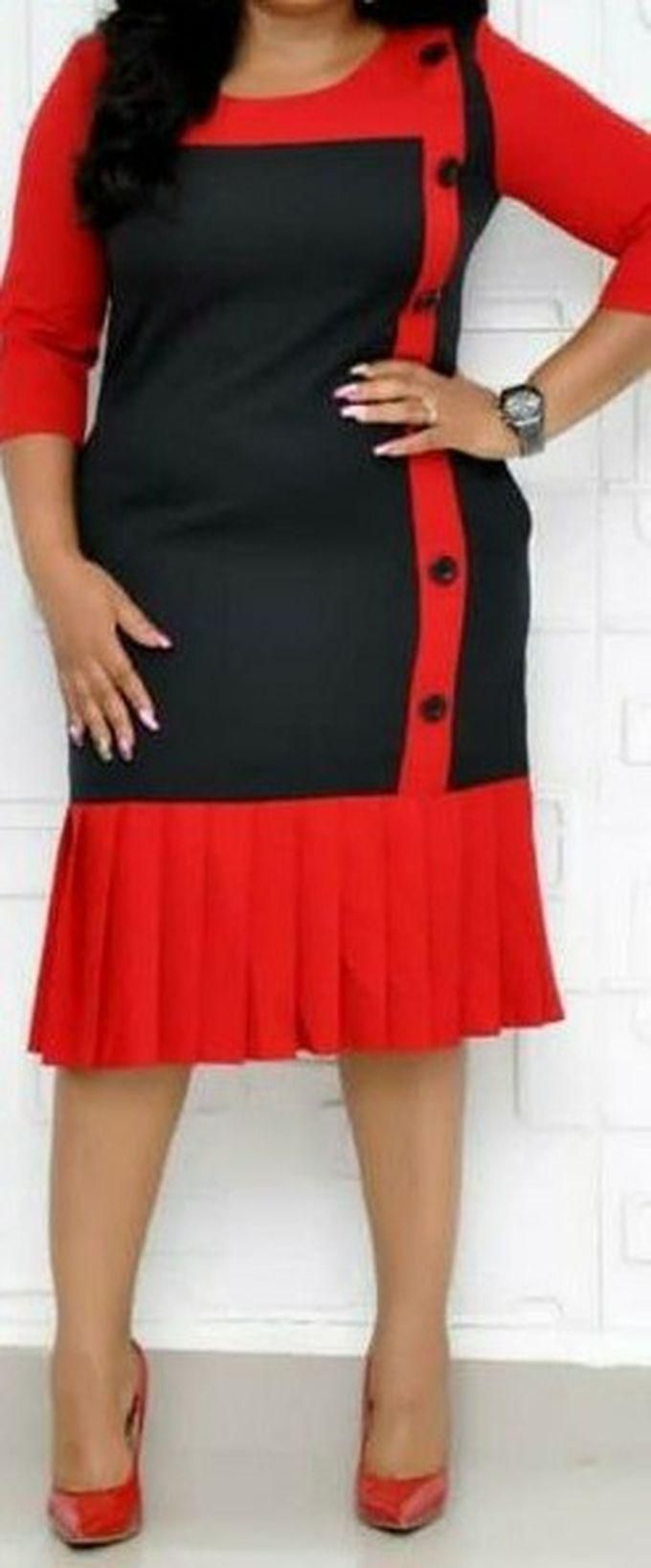 Classy Formal Design Dress- Black And Red