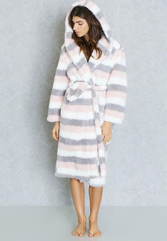 Belted Striped Robe