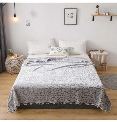 Solid Design Bed Blanket Cotton Grey 200x230centimeter
