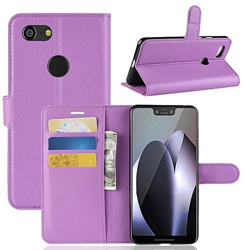 Generic Litchi Texture Horizontal Flip Leather Case for Google Pixel 3 XL, with Wallet & Holder & Card Slots (Purple)