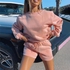 Generic Autumn 2022 Women's New Brushed Thickened Relaxed Versatile Long Sleeve Sweater Wrap Hip Shorts Two Piece Set