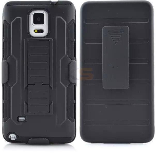 Armor Style TPU and PC Material Protective Back Cover Case with Stand for Sansung Note 4-Black