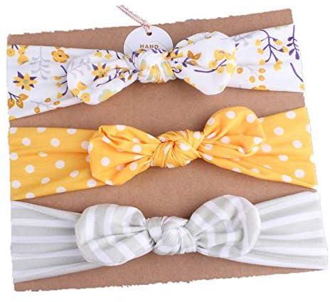 Girl's Cute Bow Flower Elastic Hair Band- Set of 3 Pieces