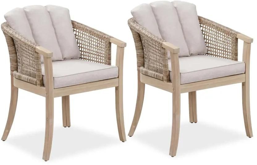 Ashmore V2 Acacia Wood & Wicker Dining Chair (59.2 x 60 x 73 cm, 2 Pc.)