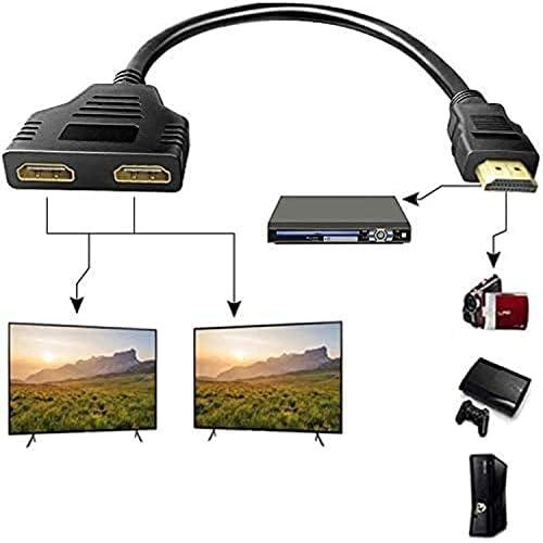 HDMI Male 1080P to Dual HDMI Female 1 to 2 Way HDMI Splitter Adapter Cable for HDTV HD, LED, LCD, TV, Support Two TVs at The Same Time