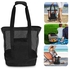Mesh Large Beach Tote Zipper with Insulated Cooler Bag