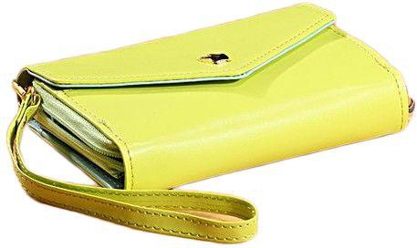 Crown Envelope Leather Case Purse Wallet For Iphone 4 4s 5 For Samsung Galaxy S4 Iv I9500 I9300 - Yellow