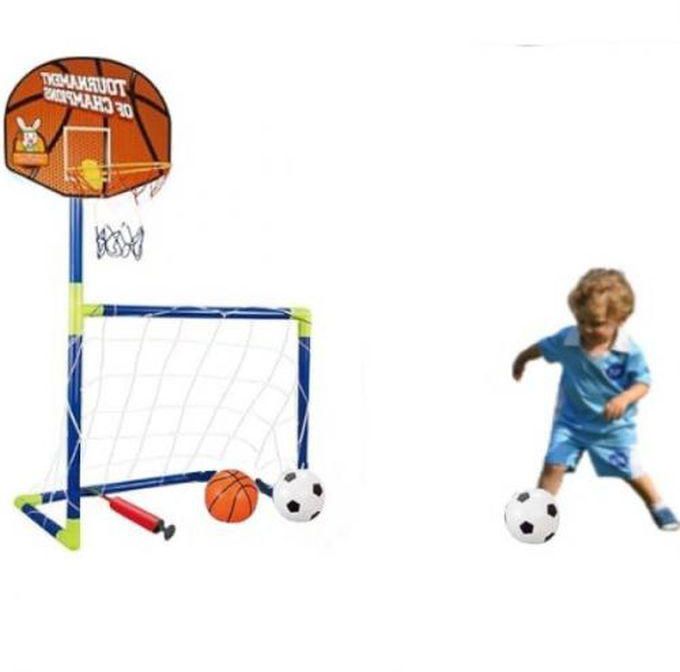2 In 1 Soccer Goal Set With Basketball Hoop Kit For Kids