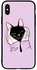 غطاء حماية واقٍ لهاتف أبل آيفون XS مطبوع عليه قطة سوداء محبوبة