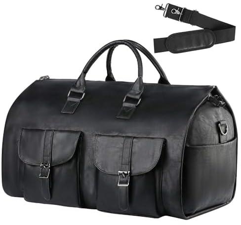 حقيبة ملابس سفر قابلة للتحويل، حقيبة دفل محمولة للرجال والنساء - حقيبة 2 في 1 معلقة للبدلات والعمل والسفر (اسود)