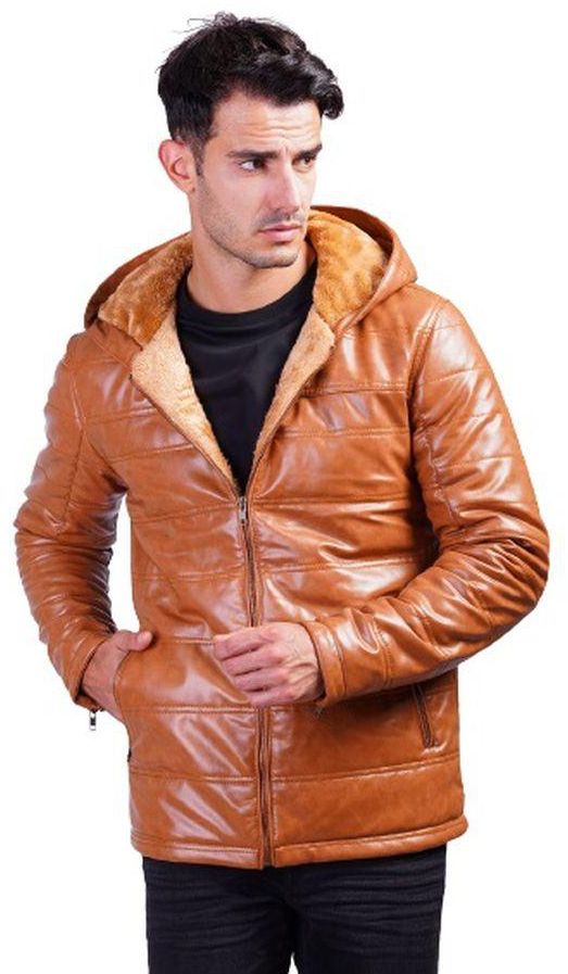 Clever Jacket Turkish Leather- Men's With Fur Lining - Camel